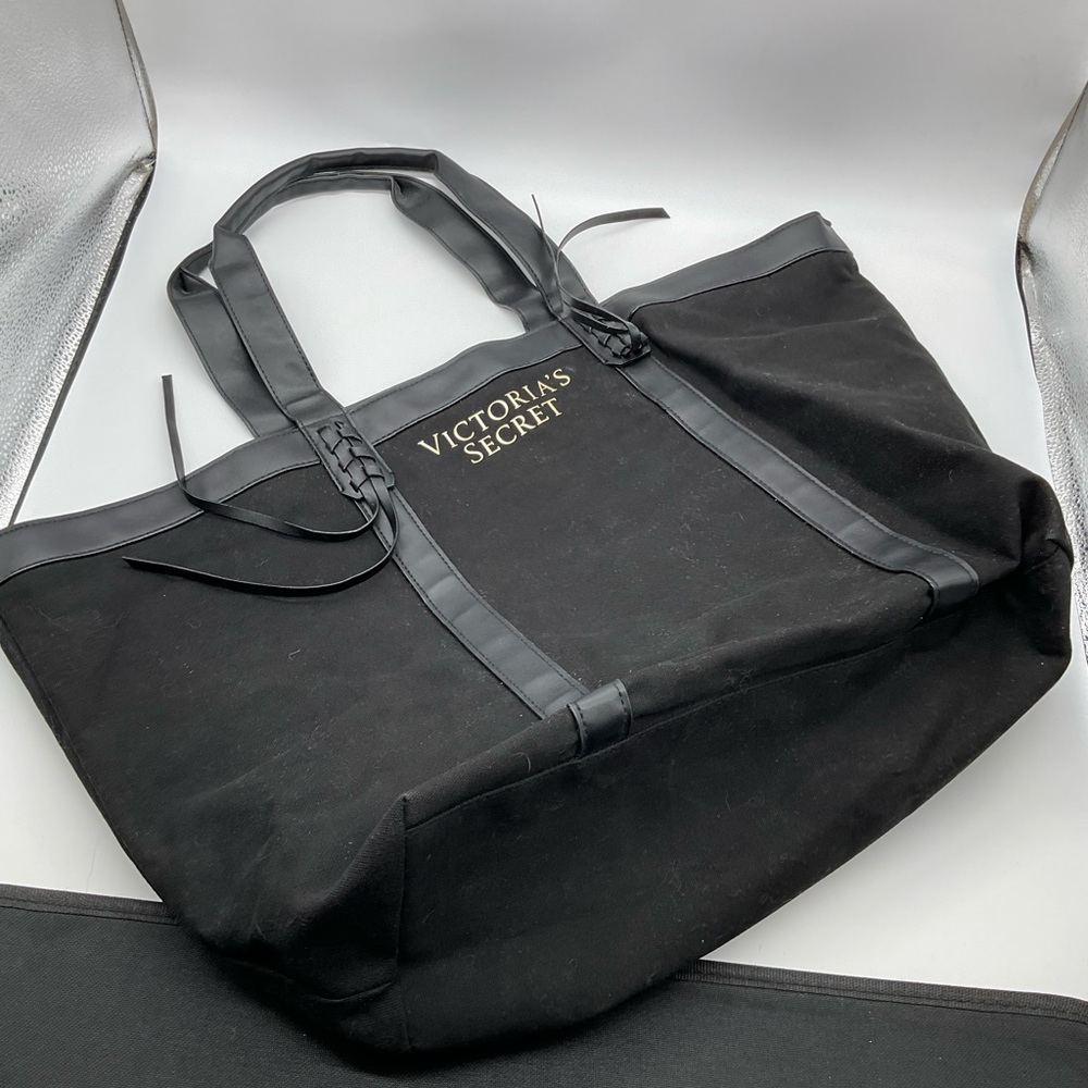 NWOT VICTORIAS SECRET‎ BLACK COTTON TOTE - Picture 4 of 4